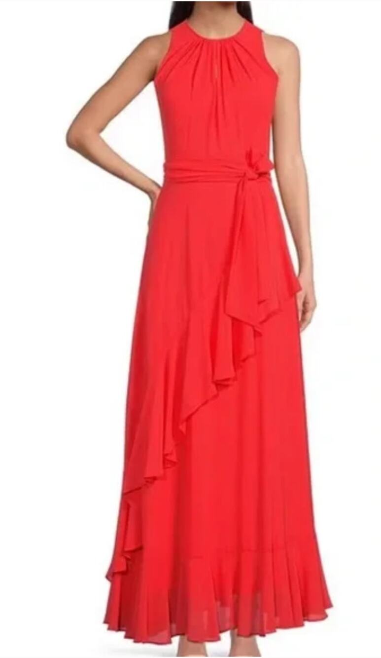 Alex Marie Colette Sleeveless Gown Dress Tropical Orange Plus Size 16W New Maxi